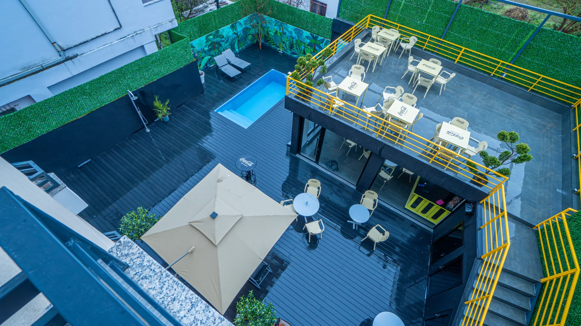 The pool and bar